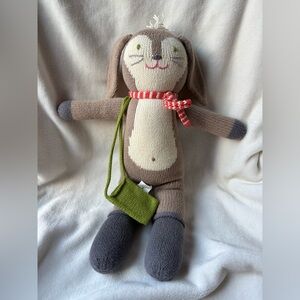 18” Blabla Pierre the Bunny Cotton Knit Plush w Scarf and Satchel